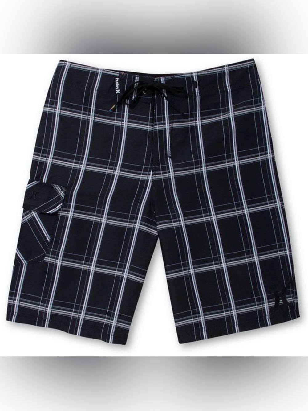 NWT Hurley Puerto Rico 22” Boardshorts Black Plaid Men’s 34 Surf Swim